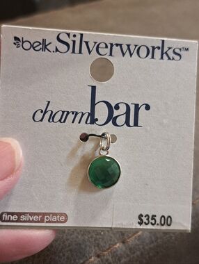 Charmbar Silverworks Pendant For Necklace Or Bracelet By Belk Month-May Dk Green